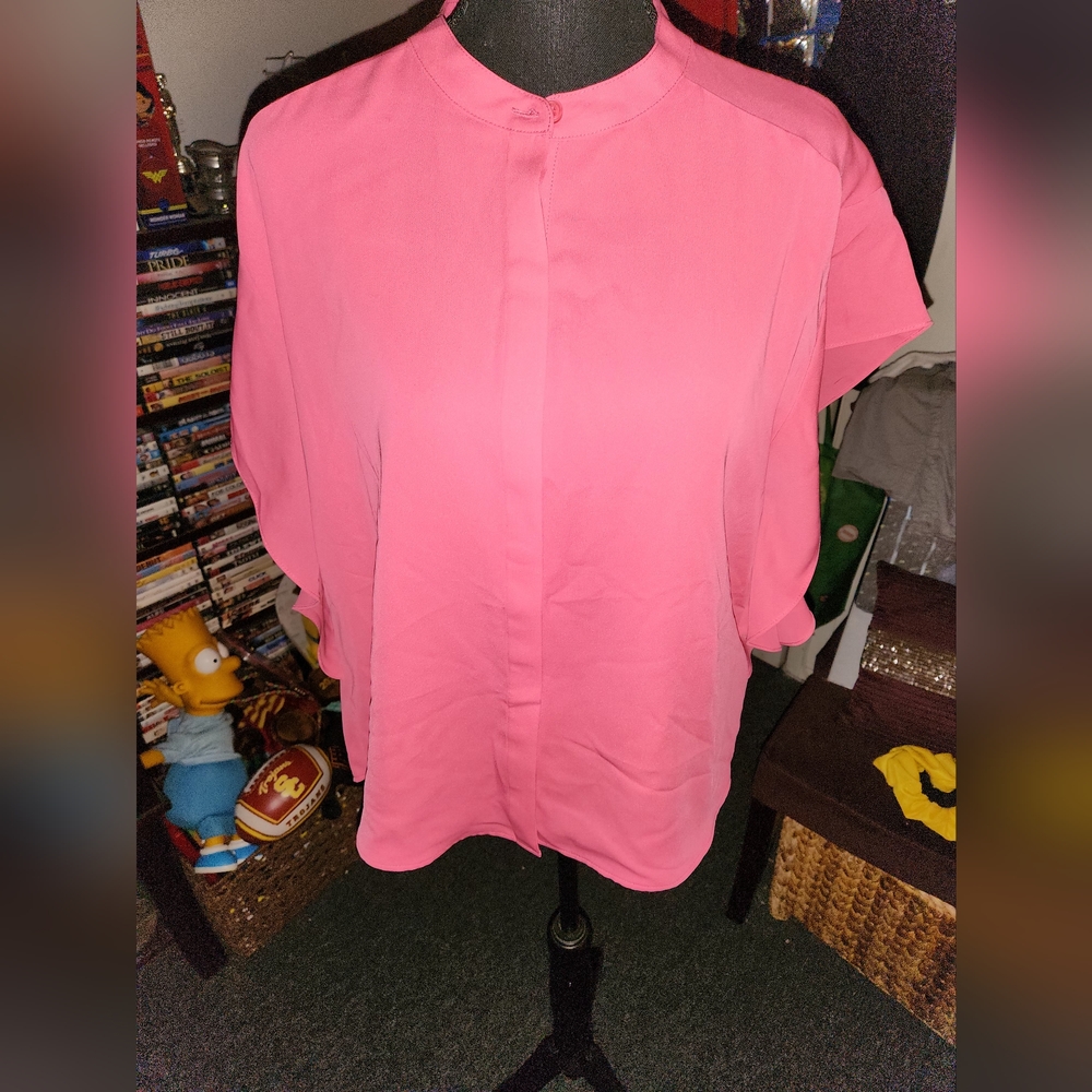 Pink Button-Up Blouse